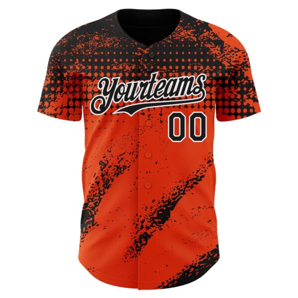 Custom Black Orange-White Splash Grunge Fragment Authentic Baseball Jersey