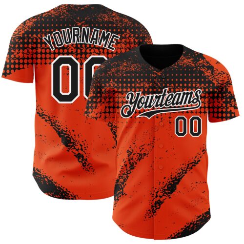 Custom Black Orange-White Splash Grunge Fragment Authentic Baseball Jersey