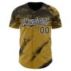 Custom Black Old Gold-White Splash Grunge Fragment Authentic Baseball Jersey