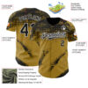 Custom Black Old Gold-White Splash Grunge Fragment Authentic Baseball Jersey