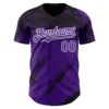 Custom Black Purple-White Splash Grunge Fragment Authentic Baseball Jersey