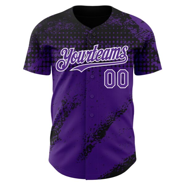 Custom Black Purple-White Splash Grunge Fragment Authentic Baseball Jersey