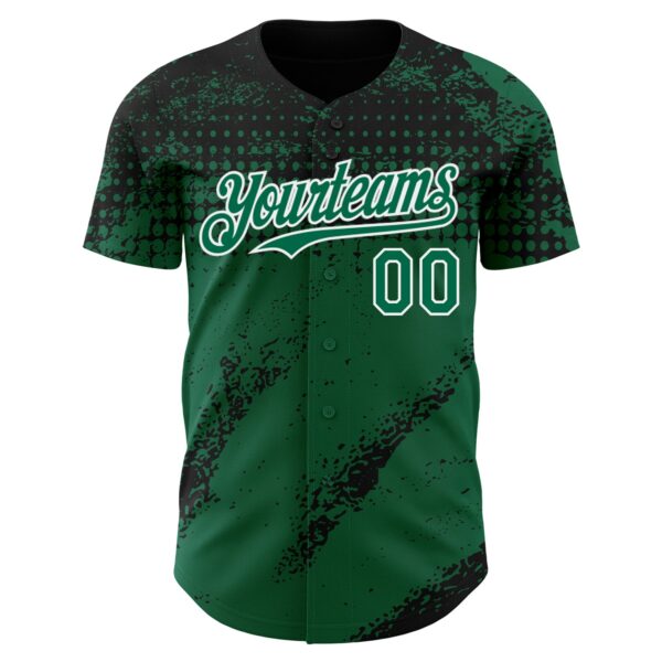 Custom Black Kelly Green-White Splash Grunge Fragment Authentic Baseball Jersey