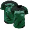 Custom Black Kelly Green-White Splash Grunge Fragment Authentic Baseball Jersey