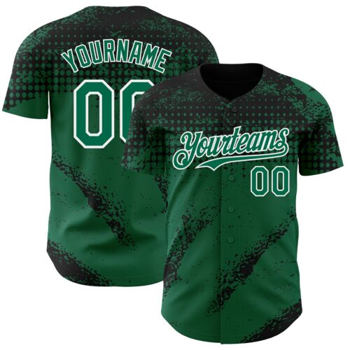 Custom Black Kelly Green-White Splash Grunge Fragment Authentic Baseball Jersey
