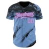 Custom Black Light Blue-Pink Splash Grunge Fragment Authentic Baseball Jersey