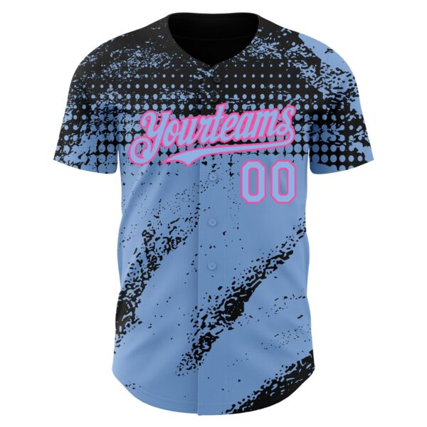 Custom Black Light Blue-Pink Splash Grunge Fragment Authentic Baseball Jersey