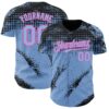 Custom Black Light Blue-Pink Splash Grunge Fragment Authentic Baseball Jersey
