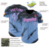 Custom Black Light Blue-Pink Splash Grunge Fragment Authentic Baseball Jersey