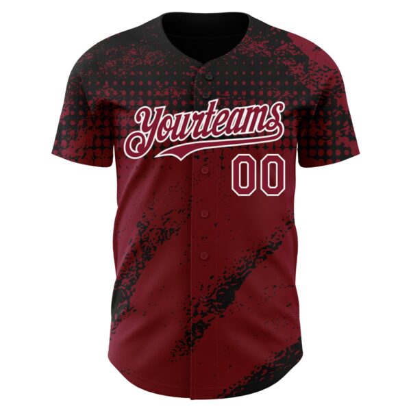 Custom Black Crimson-White Splash Grunge Fragment Authentic Baseball Jersey