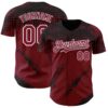 Custom Black Crimson-White Splash Grunge Fragment Authentic Baseball Jersey