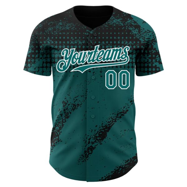 Custom Black Teal-White Splash Grunge Fragment Authentic Baseball Jersey