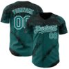 Custom Black Teal-White Splash Grunge Fragment Authentic Baseball Jersey