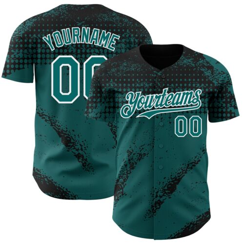 Custom Black Teal-White Splash Grunge Fragment Authentic Baseball Jersey