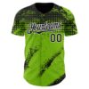 Custom Black Neon Green-White Splash Grunge Fragment Authentic Baseball Jersey