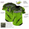Custom Black Neon Green-White Splash Grunge Fragment Authentic Baseball Jersey