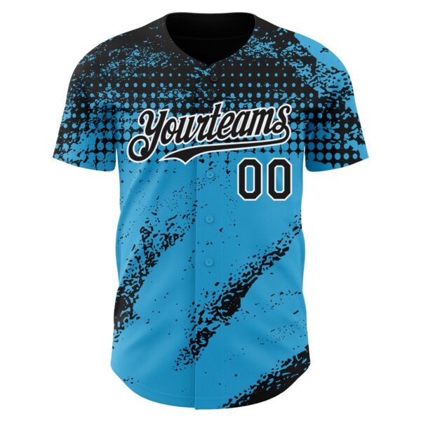 Custom Black Sky Blue-White Splash Grunge Fragment Authentic Baseball Jersey
