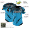 Custom Black Sky Blue-White Splash Grunge Fragment Authentic Baseball Jersey