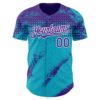 Custom Purple Lakes Blue-White Splash Grunge Fragment Authentic Baseball Jersey