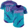 Custom Purple Lakes Blue-White Splash Grunge Fragment Authentic Baseball Jersey