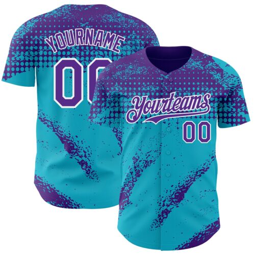 Custom Purple Lakes Blue-White Splash Grunge Fragment Authentic Baseball Jersey