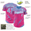 Custom Light Blue Pink-White Splash Grunge Fragment Authentic Baseball Jersey