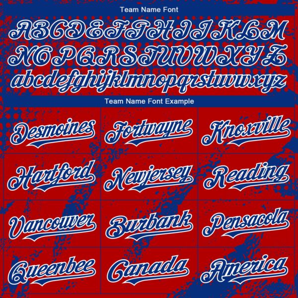 Custom Royal Red-White Splash Grunge Fragment Authentic Baseball Jersey