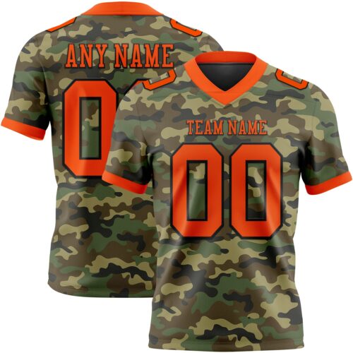 3DPattern7737 Custom Camo Orange-Black 3D Pattern Salute To Service Authentic Football Jersey