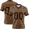 Custom Brown Old Gold 3D Pattern Leopard Print Authentic Football Jersey
