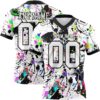 Custom Graffiti Pattern White-Black 3D Pattern Splash Authentic Football Jersey