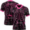 Custom Black Pink 3D Pattern Pink Ribbon Breast Cancer Awareness Month Women Health Care Support Authentic Football Jersey