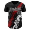 Custom Black Red-White Splash Authentic Baseball Jersey