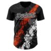 Custom Black Orange-White Splash Authentic Baseball Jersey