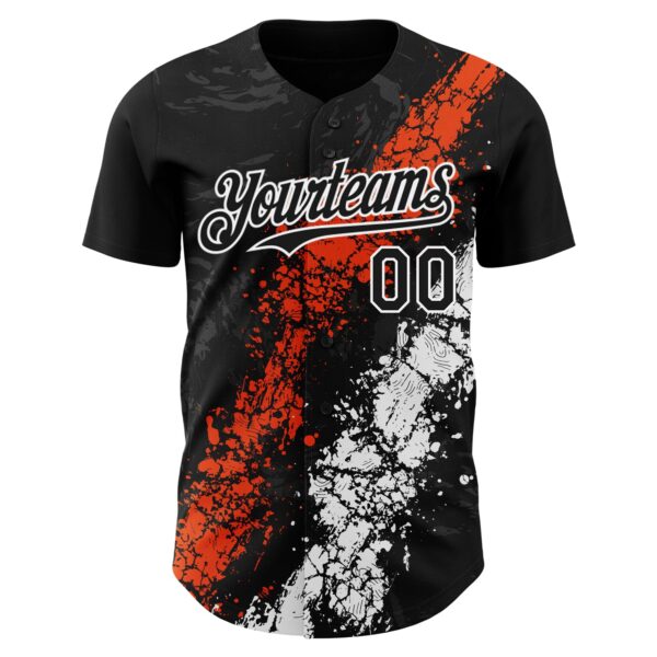 Custom Black Orange-White Splash Authentic Baseball Jersey