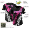 Custom Black Pink Light Blue-White Splash Authentic Baseball Jersey