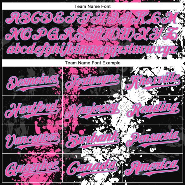 Custom Black Pink Light Blue-White Splash Authentic Baseball Jersey