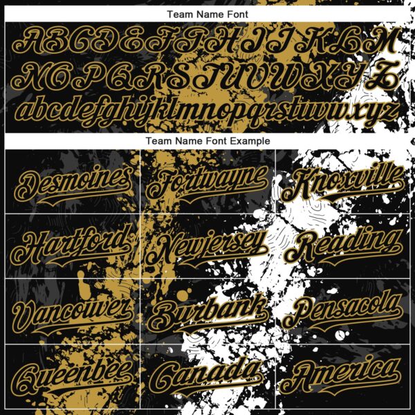 Custom Black Old Gold-White Splash Authentic Baseball Jersey