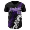 Custom Black Purple-White Splash Authentic Baseball Jersey