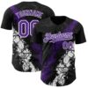 Custom Black Purple-White Splash Authentic Baseball Jersey