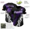 Custom Black Purple-White Splash Authentic Baseball Jersey