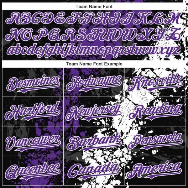 Custom Black Purple-White Splash Authentic Baseball Jersey