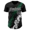 Custom Black Kelly Green-White Splash Authentic Baseball Jersey
