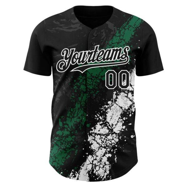 Custom Black Kelly Green-White Splash Authentic Baseball Jersey
