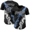 Custom Black Light Blue-White Splash Authentic Baseball Jersey