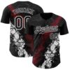Custom Black Crimson-White Splash Authentic Baseball Jersey