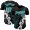 Custom Black Teal-White Splash Authentic Baseball Jersey