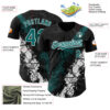 Custom Black Teal-White Splash Authentic Baseball Jersey