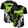Custom Black Neon Green-White Splash Authentic Baseball Jersey