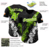 Custom Black Neon Green-White Splash Authentic Baseball Jersey