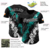 Custom Black Aqua-White Splash Authentic Baseball Jersey